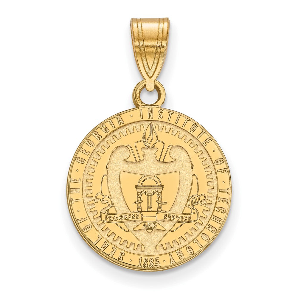 Vergoldet Sterlingsilber Logoart Georgia Institut Of Tech Mittel Wappen Anhänger