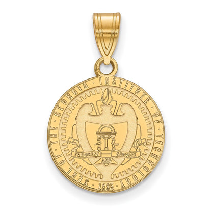 Vergoldet Sterlingsilber Logoart Georgia Institut Of Tech Mittel Wappen Anhänger