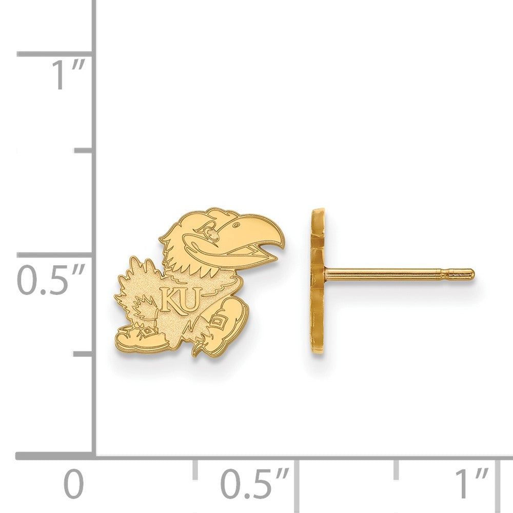 Vergoldet Sterlingsilber Logoart University Of Kansas Jayhawk Extra Klein Ohrstecker