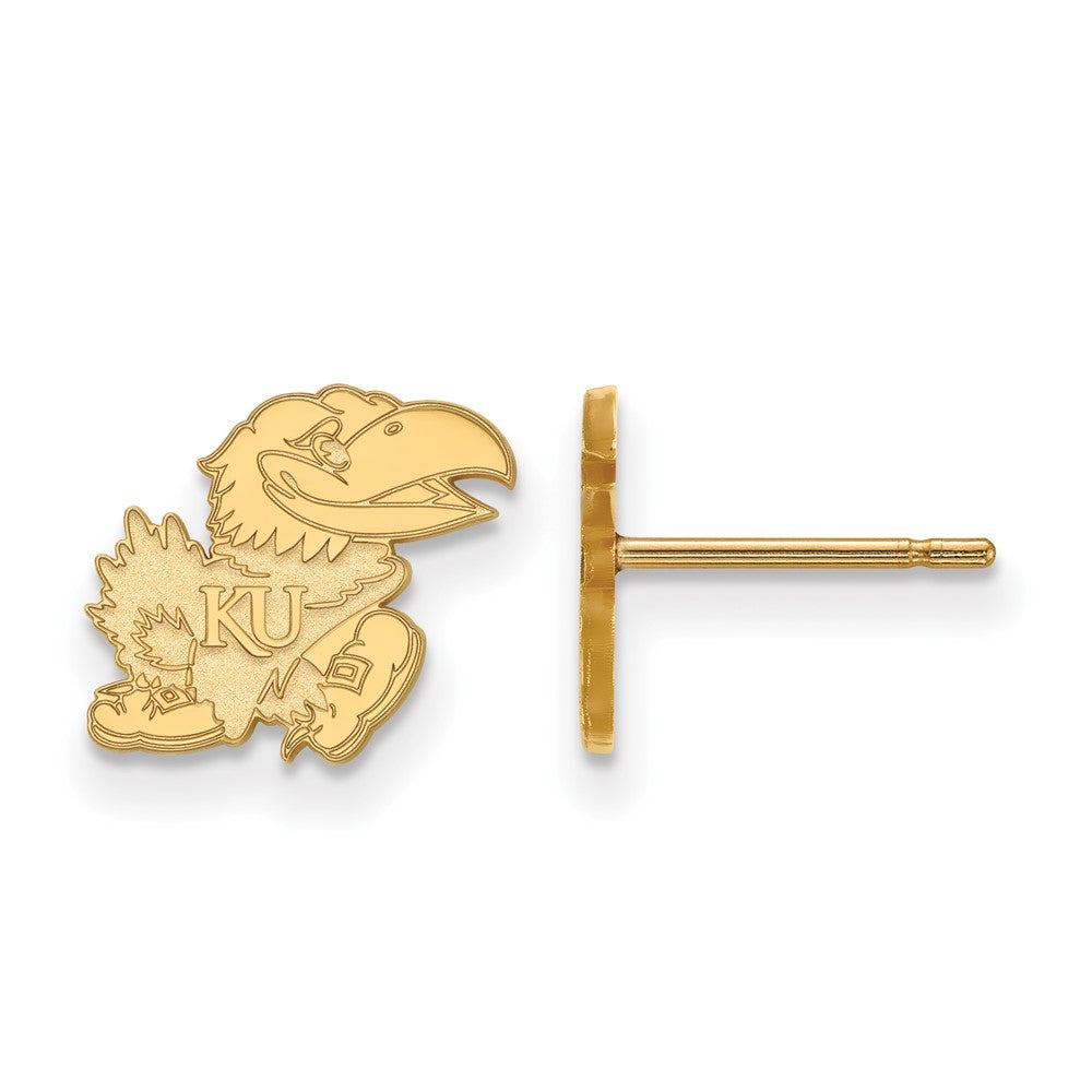 Vergoldet Sterlingsilber Logoart University Of Kansas Jayhawk Extra Klein Ohrstecker