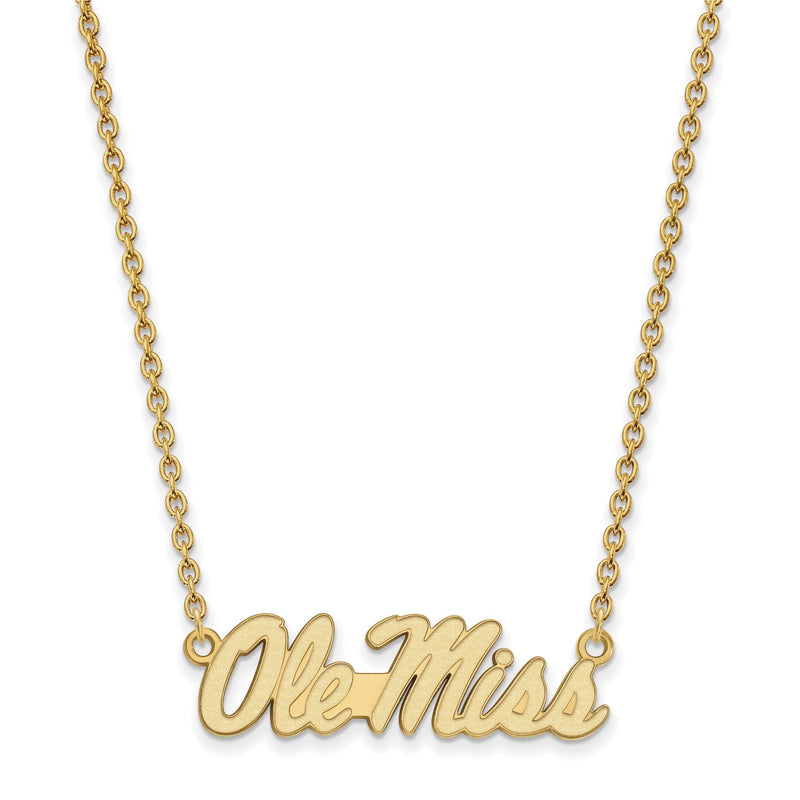 Vergoldet Sterlingsilber Logoart University Of Mississippi Ole Miss Groß Anhänger 18 Zoll Halskette