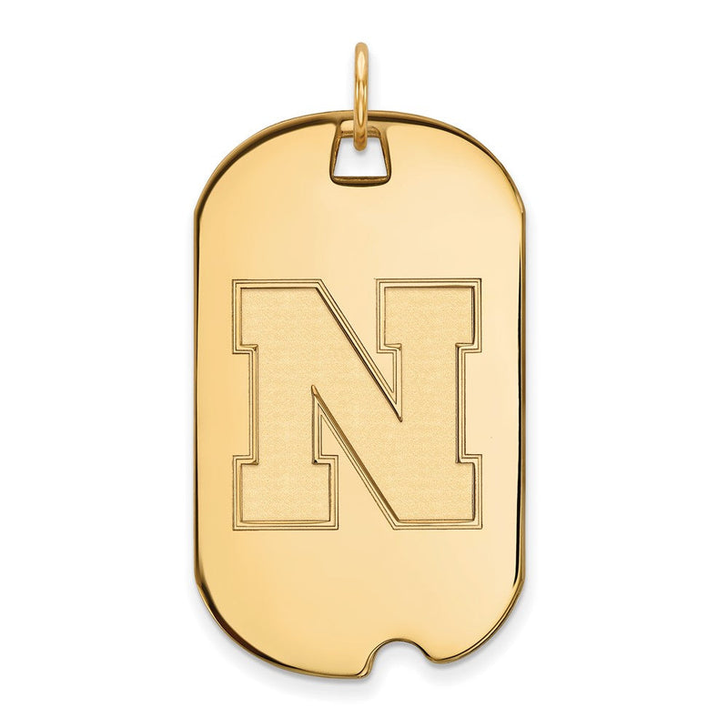 14K Gelbgold Logoart University Of Nebraska Buchstabe N Groß Erkennungsmarke Anhänger