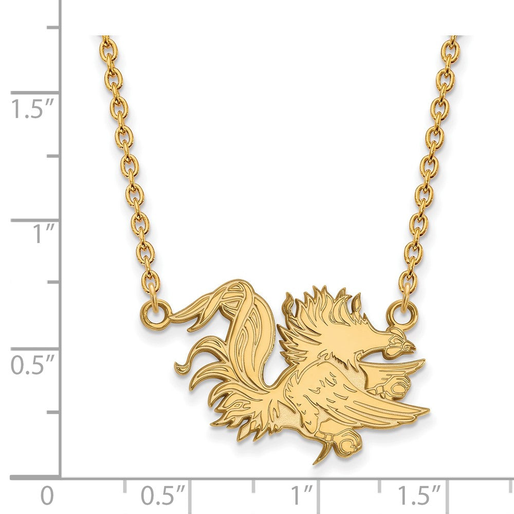 10K Gelbgold Logoart University Of South Carolina Gamecock Groß Anhänger 18 Zoll Halskette