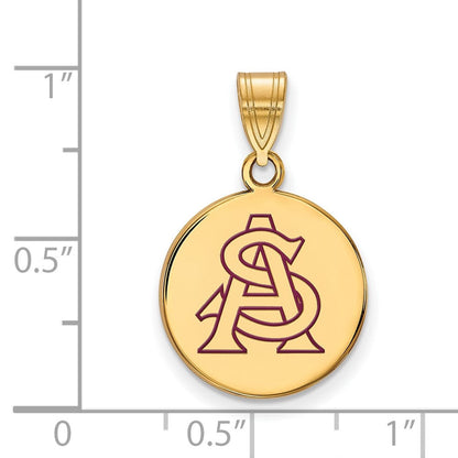 Vergoldet Sterlingsilber Logoart Arizona State University A S Mittel Emailliert Plättchen Anhänger