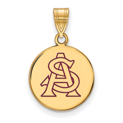 Vergoldet Sterlingsilber Logoart Arizona State University A S Mittel Emailliert Plättchen Anhänger