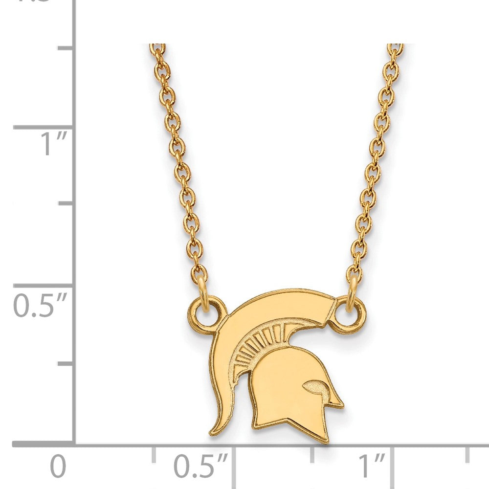10K Gelbgold Logoart Michigan State University Spartan Klein Anhänger 18 Zoll Halskette