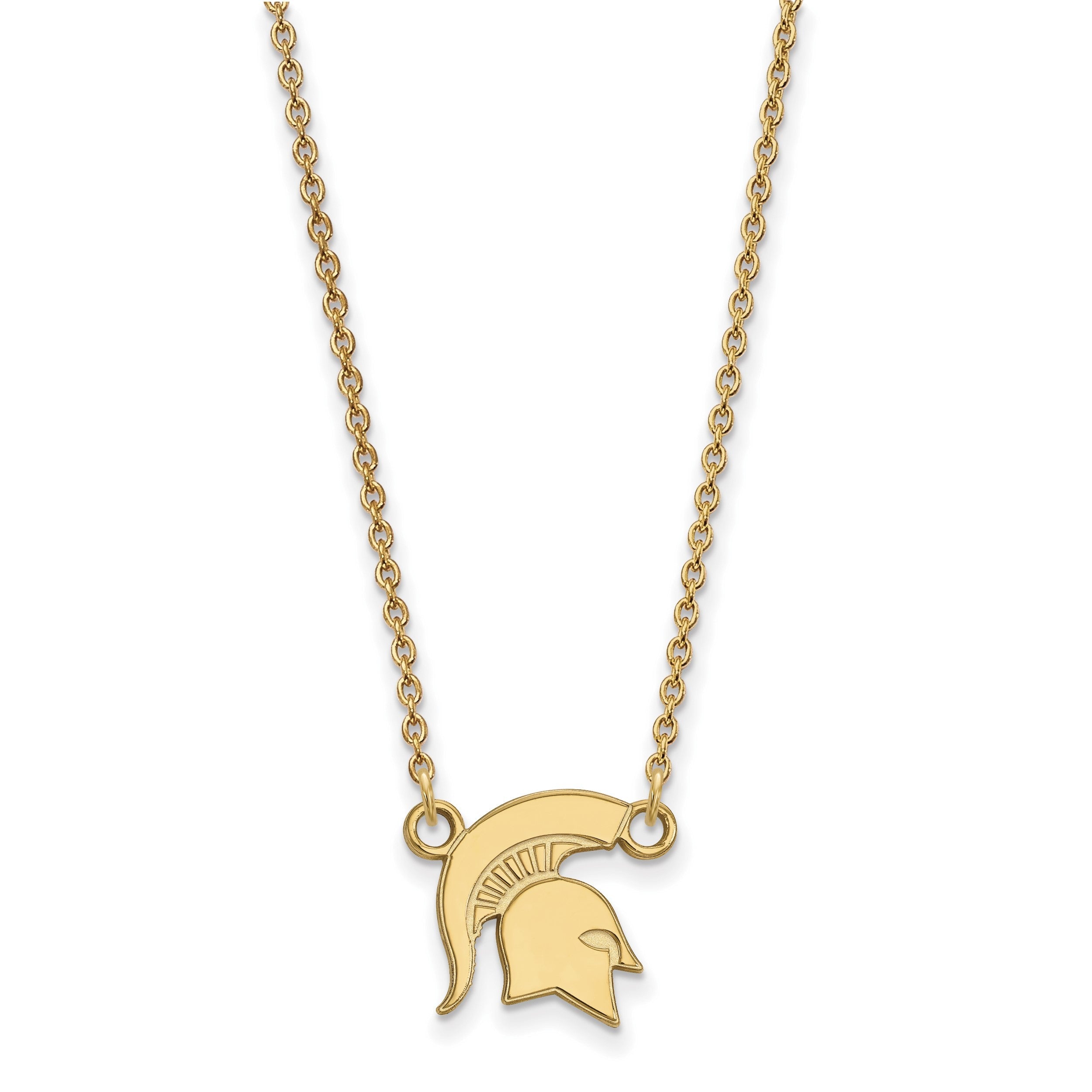10K Gelbgold Logoart Michigan State University Spartan Klein Anhänger 18 Zoll Halskette