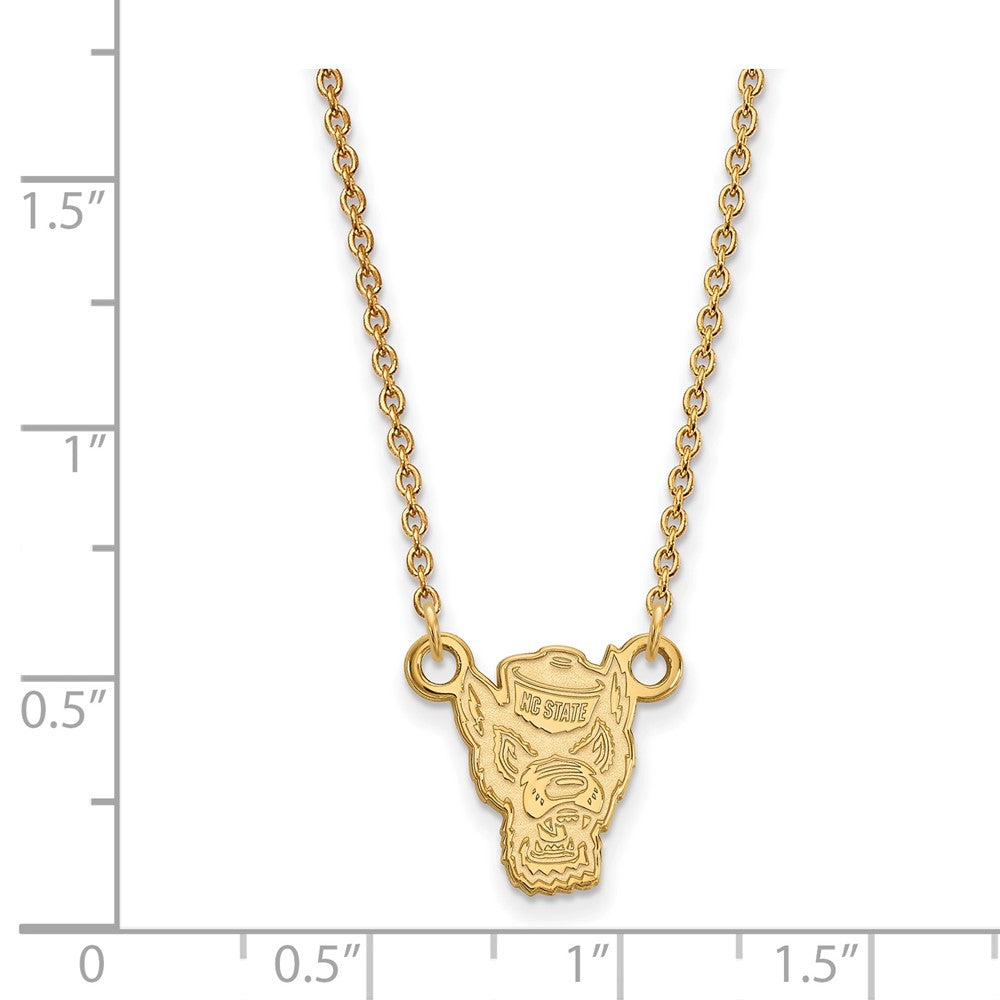 Vergoldet Sterlingsilber Logoart North Carolina State University Wolf Klein Anhänger 18 Zoll Halskette