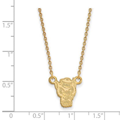 Vergoldet Sterlingsilber Logoart North Carolina State University Wolf Klein Anhänger 18 Zoll Halskette