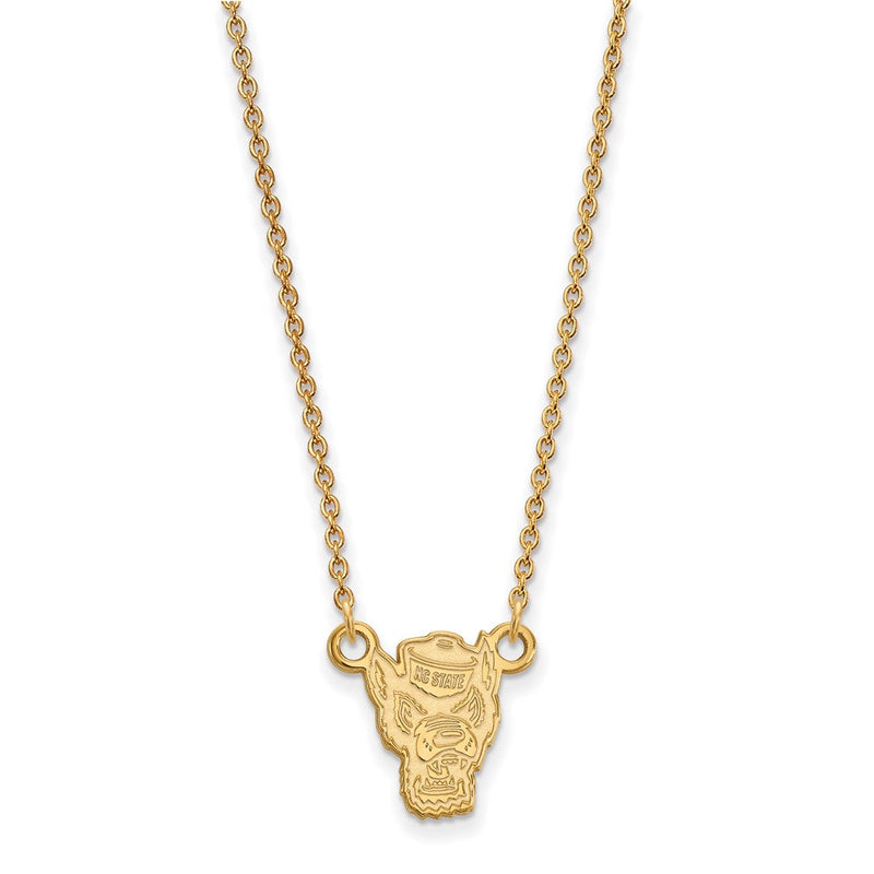 10K Gelbgold Logoart North Carolina State University Wolf Klein Anhänger 18 Zoll Halskette