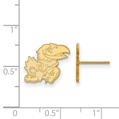 Vergoldet Sterlingsilber Logoart University Of Kansas Jayhawk Klein Ohrstecker