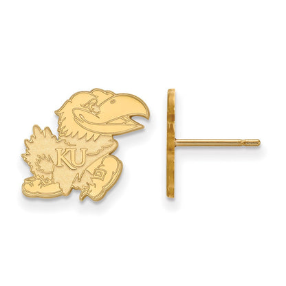 Vergoldet Sterlingsilber Logoart University Of Kansas Jayhawk Klein Ohrstecker
