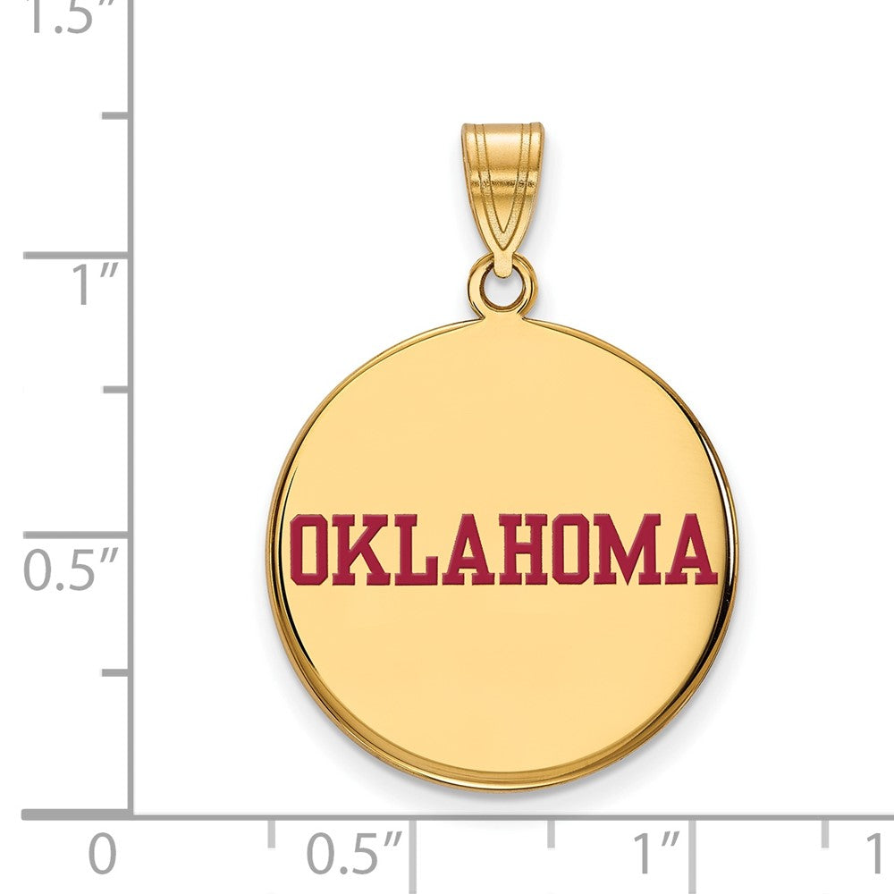 Vergoldet Sterlingsilber Logoart University Of Oklahoma Groß Emailliert Plättchen Anhänger
