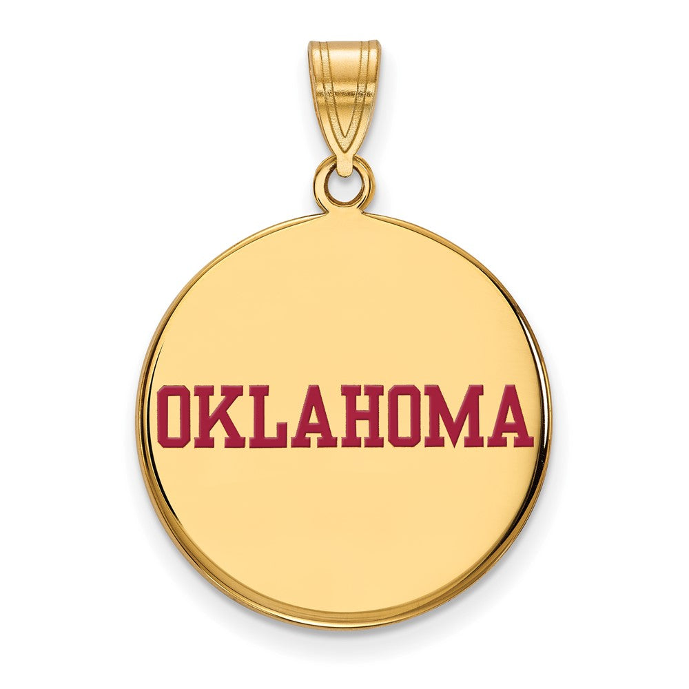Vergoldet Sterlingsilber Logoart University Of Oklahoma Groß Emailliert Plättchen Anhänger