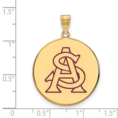 Vergoldet Sterlingsilber Logoart Arizona State University A S Extra Groß Emailliert Plättchen Anhänger