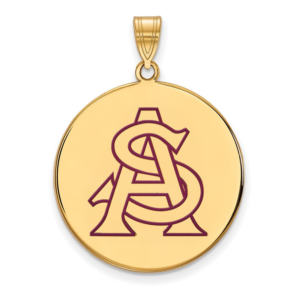 Vergoldet Sterlingsilber Logoart Arizona State University A S Extra Groß Emailliert Plättchen Anhänger