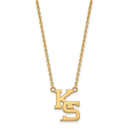 Vergoldet Sterlingsilber Logoart Kansas State University K S Groß Anhänger 18 Zoll Halskette