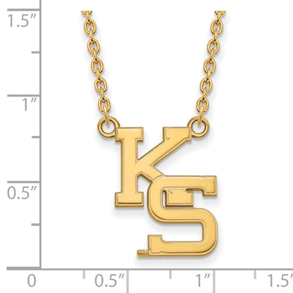 Vergoldet Sterlingsilber Logoart Kansas State University K S Groß Anhänger 18 Zoll Halskette