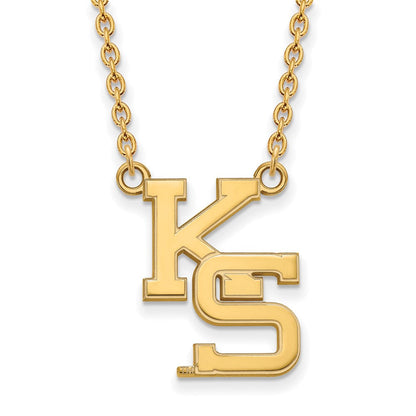 Vergoldet Sterlingsilber Logoart Kansas State University K S Groß Anhänger 18 Zoll Halskette