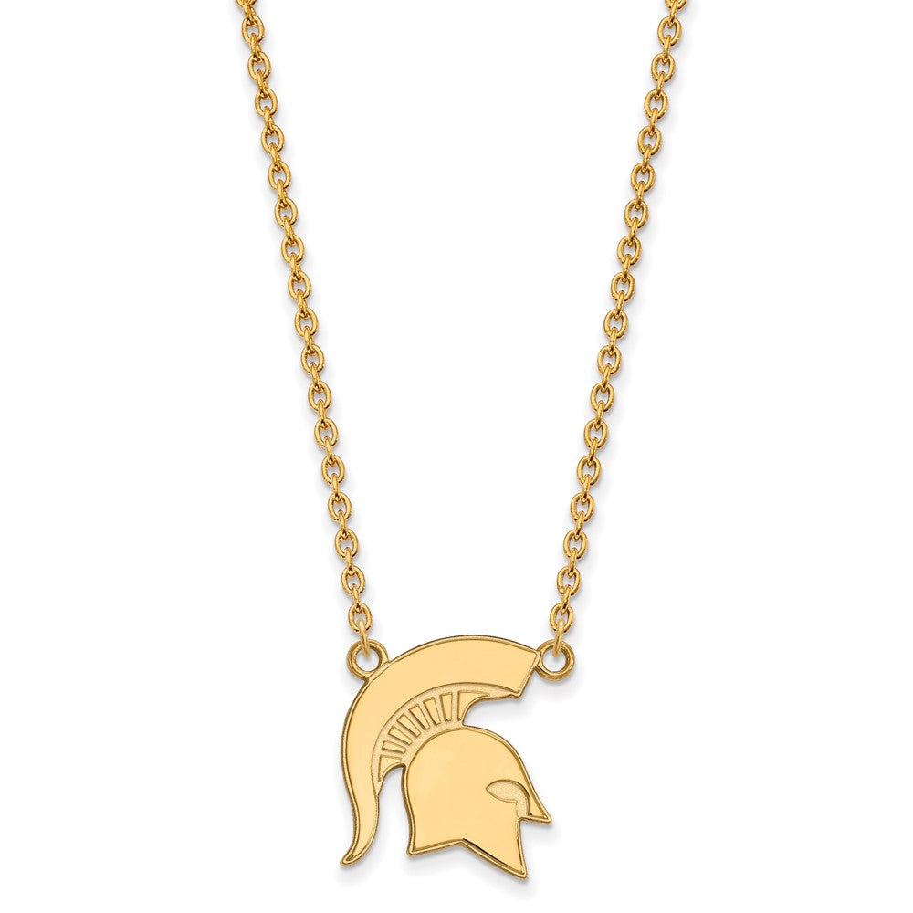 Vergoldet Sterlingsilber Logoart Michigan State University Groß Anhänger 18 Zoll Halskette