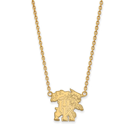 10K Gelbgold Logoart University Of Kentucky U K Wildkatze Groß Anhänger 18 Zoll Halskette