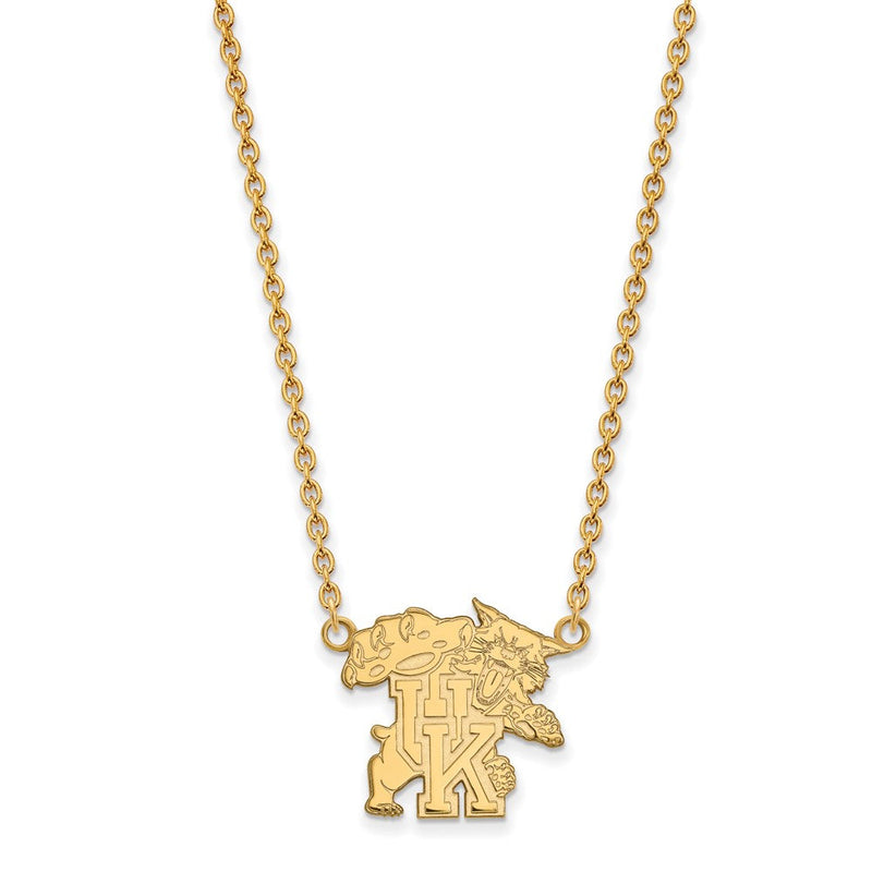 10K Gelbgold Logoart University Of Kentucky U K Wildkatze Groß Anhänger 18 Zoll Halskette