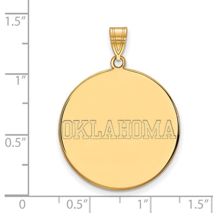 Vergoldet Sterlingsilber Logoart University Of Oklahoma Extra Groß Plättchen Anhänger
