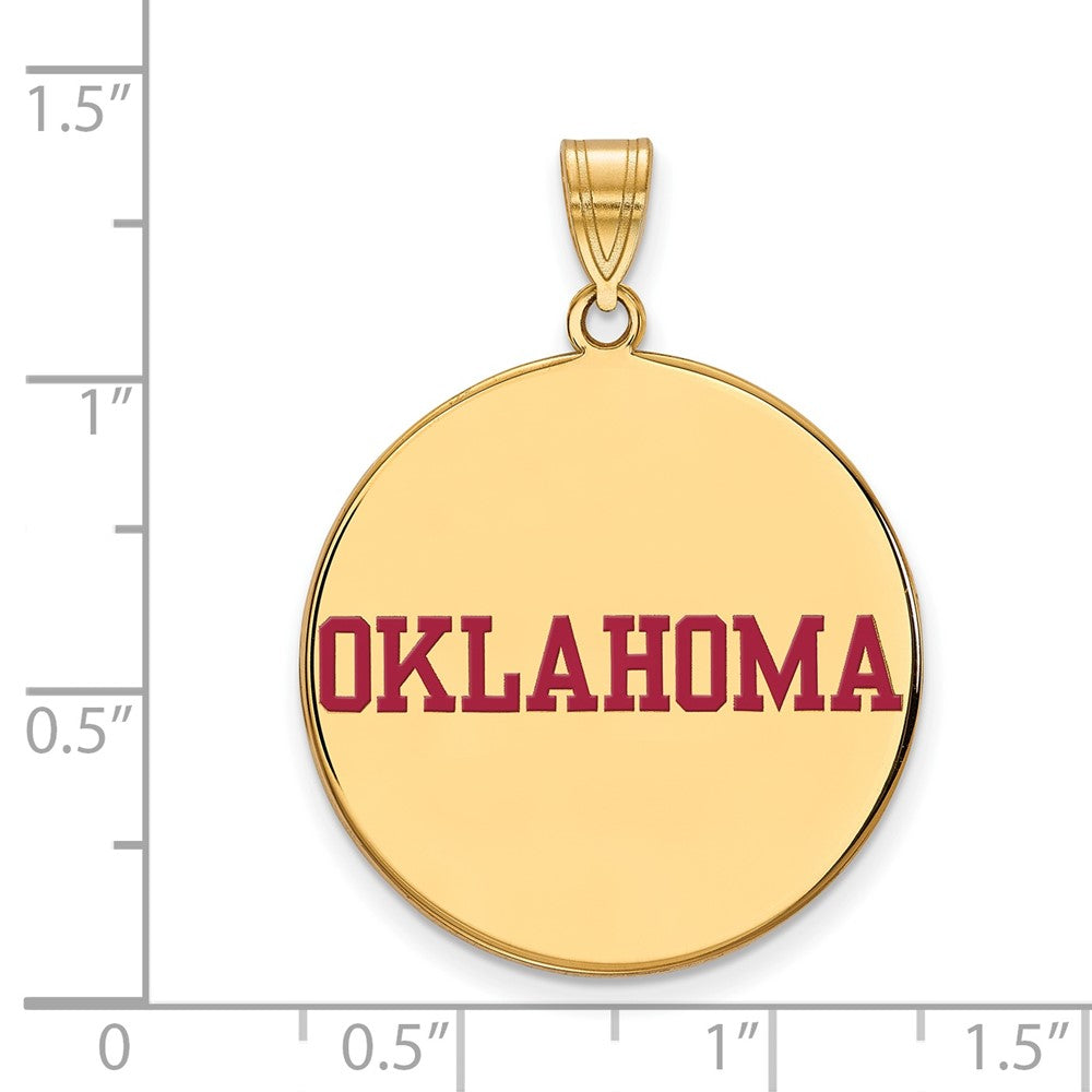 Vergoldet Sterlingsilber Logoart University Of Oklahoma Extra Groß Emailliert Plättchen Anhänger