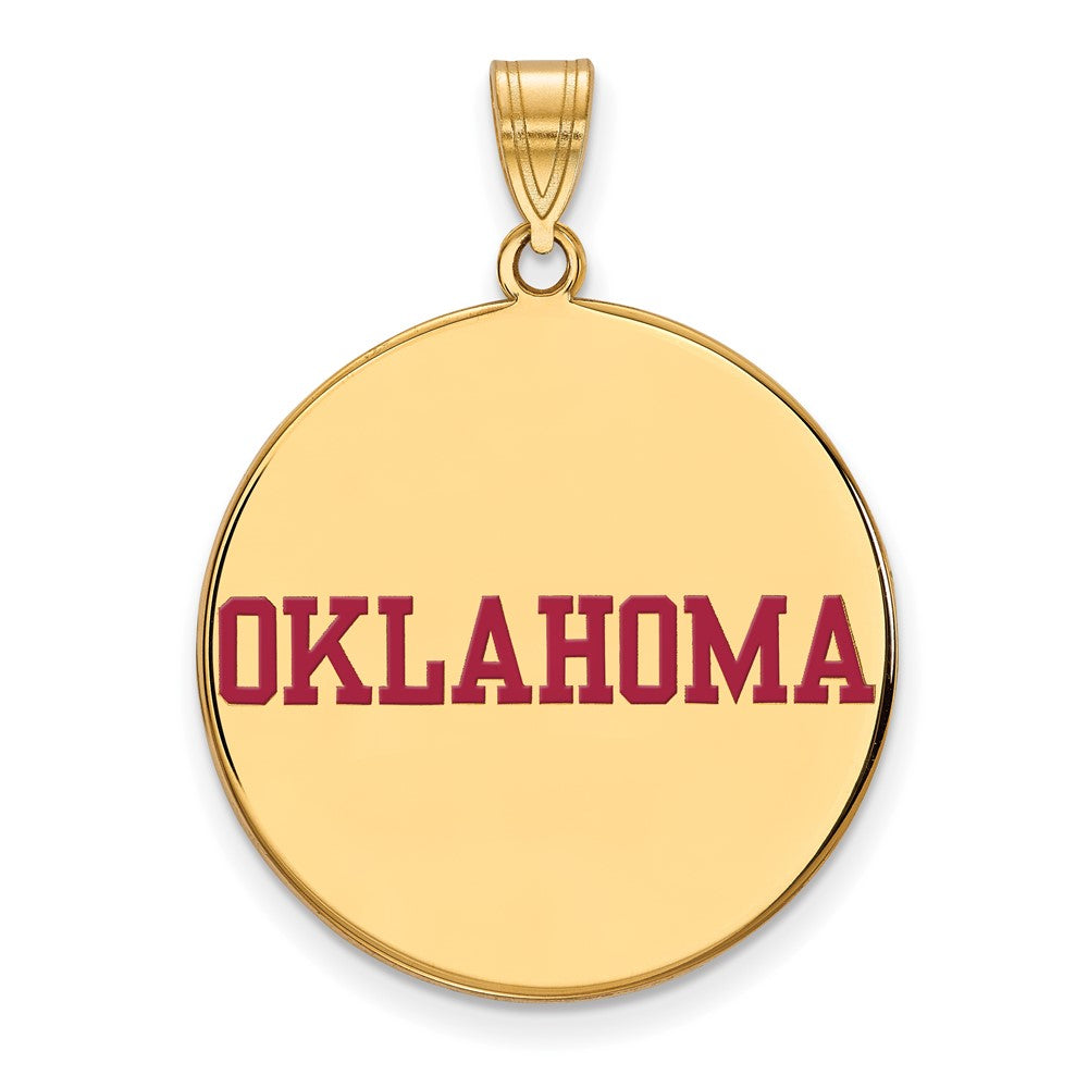 Vergoldet Sterlingsilber Logoart University Of Oklahoma Extra Groß Emailliert Plättchen Anhänger