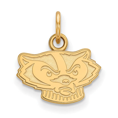 Vergoldet Sterlingsilber Logoart University Of Wisconsin Badger Extra Klein Anhänger