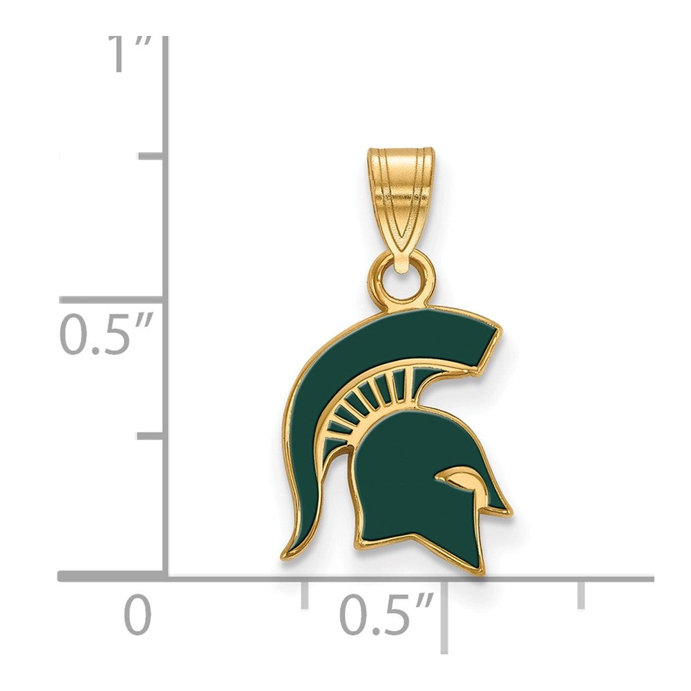 Vergoldet Sterlingsilber Logoart Michigan State University Spartan Klein Emailliert Anhänger