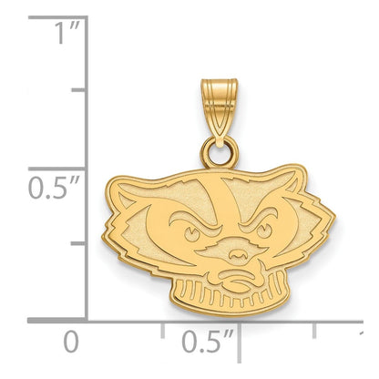 Vergoldet Sterlingsilber Logoart University Of Wisconsin Badger Klein Anhänger