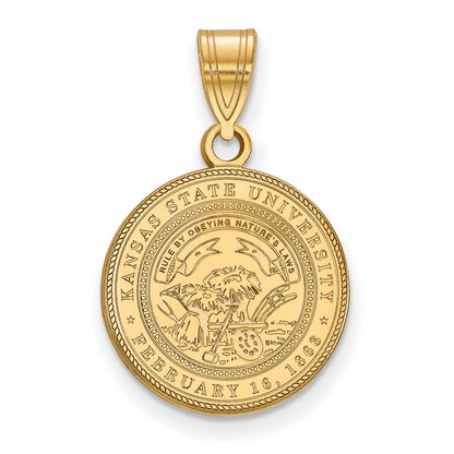 Vergoldet Sterlingsilber Logoart Kansas State University Mittel Wappen Anhänger