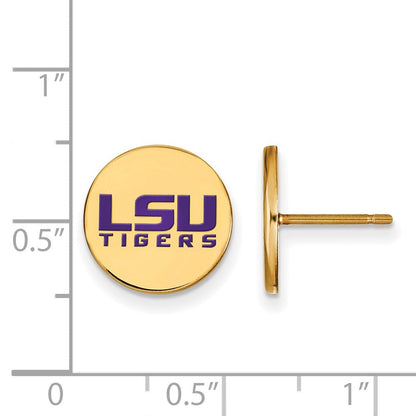 Vergoldet Sterlingsilber Logoart Louisiana State University L S U Tigers Klein Emailliert Plättchen Ohrstecker