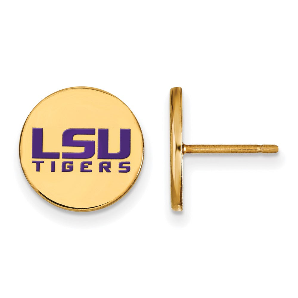 Vergoldet Sterlingsilber Logoart Louisiana State University L S U Tigers Klein Emailliert Plättchen Ohrstecker