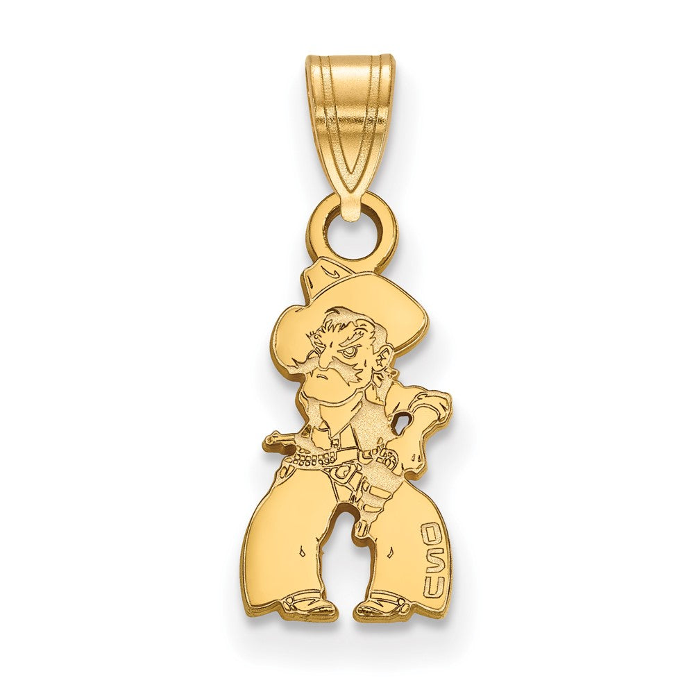 Vergoldet Sterlingsilber Logoart Oklahoma State University Cowboy Klein Anhänger