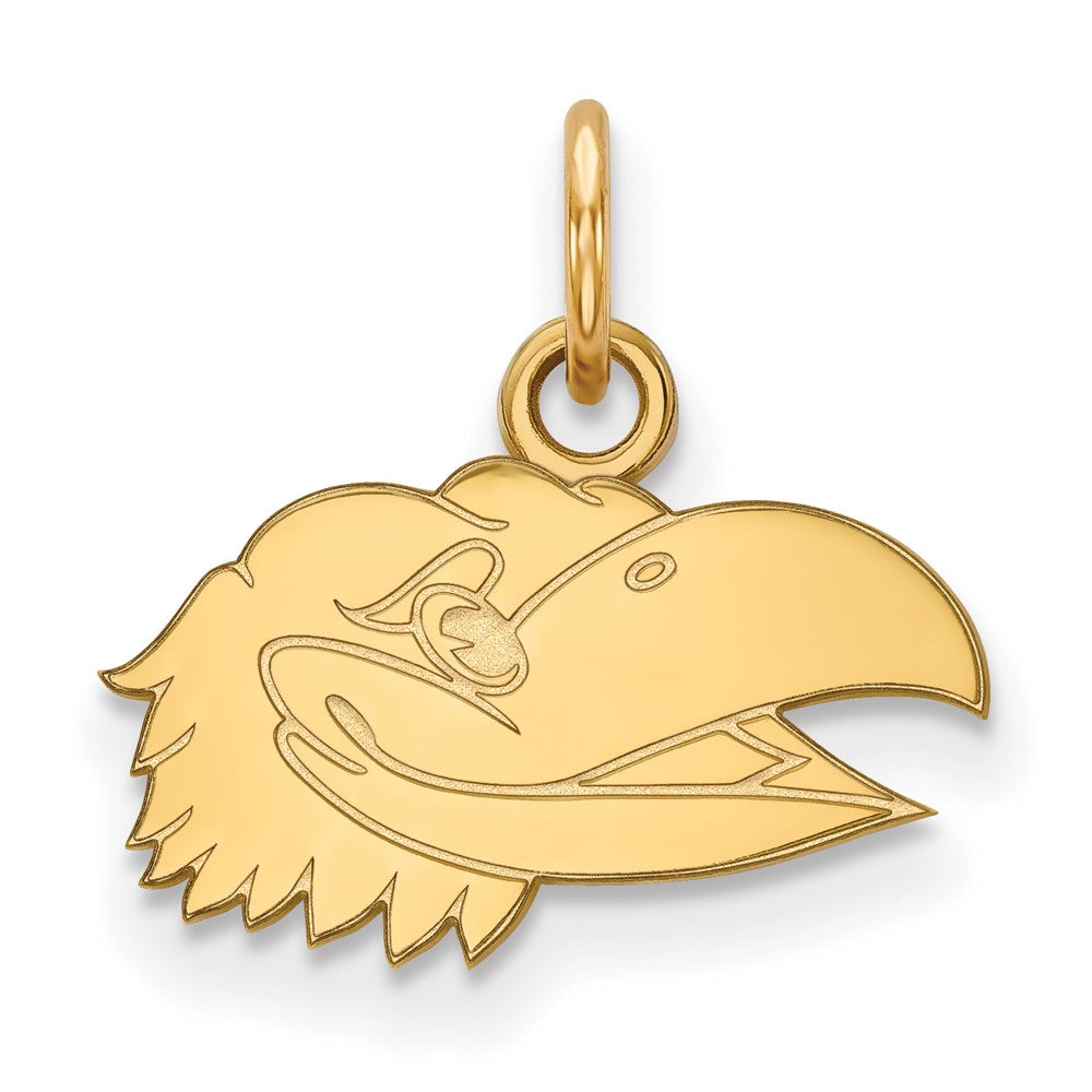 Vergoldet Sterlingsilber Logoart University Of Kansas Jayhawk Extra Klein Anhänger