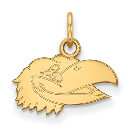Vergoldet Sterlingsilber Logoart University Of Kansas Jayhawk Extra Klein Anhänger