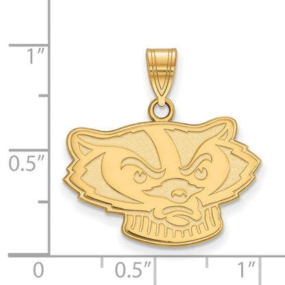 Vergoldet Sterlingsilber Logoart University Of Wisconsin Badger Mittel Anhänger