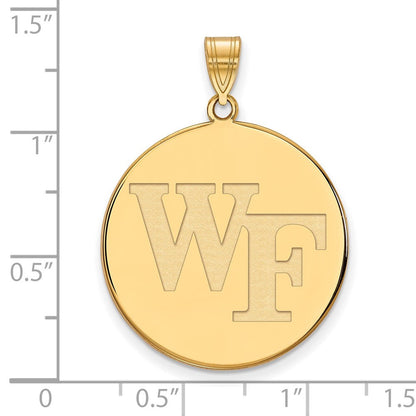 Vergoldet Sterlingsilber Logoart Wake Forest University W F Extra Groß Plättchen Anhänger