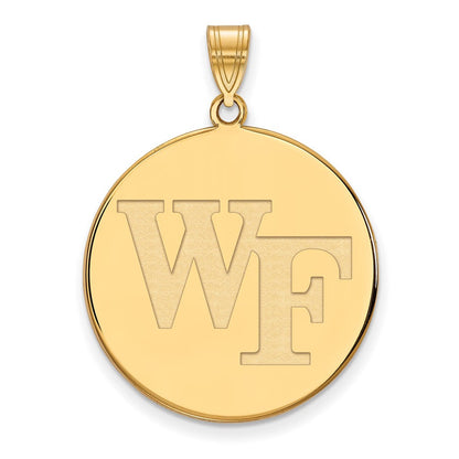 Vergoldet Sterlingsilber Logoart Wake Forest University W F Extra Groß Plättchen Anhänger