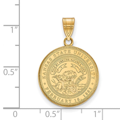 Vergoldet Sterlingsilber Logoart Kansas State University Groß Wappen Anhänger