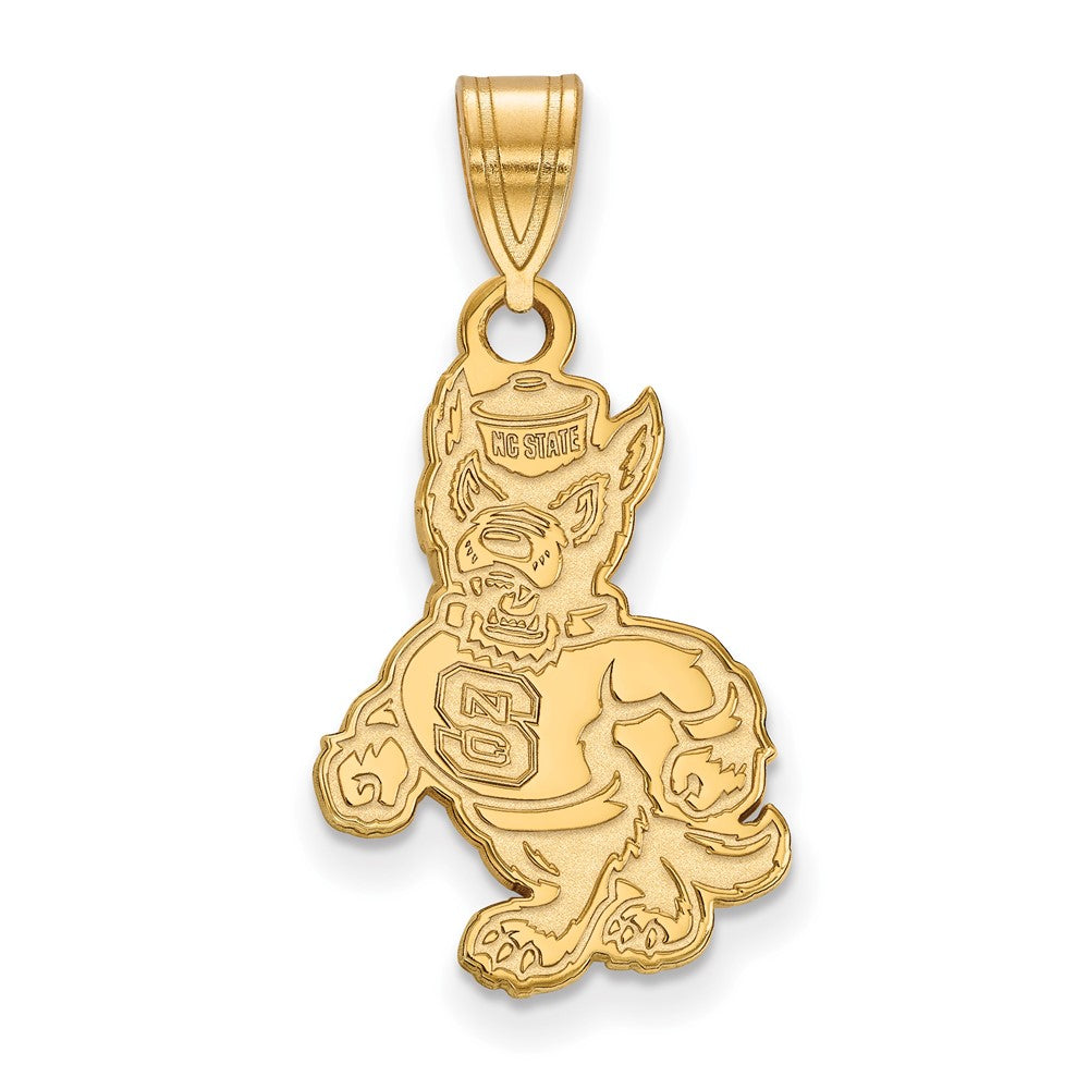 Vergoldet Sterlingsilber Logoart North Carolina State University Wolf Groß Anhänger