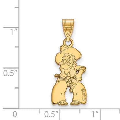 14K Gelbgold Logoart Oklahoma State University Cowboy Groß Anhänger