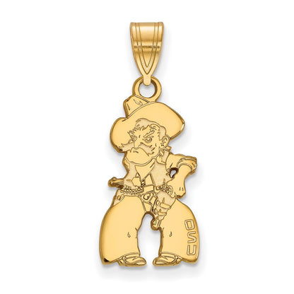 Vergoldet Sterlingsilber Logoart Oklahoma State University Cowboy Groß Anhänger
