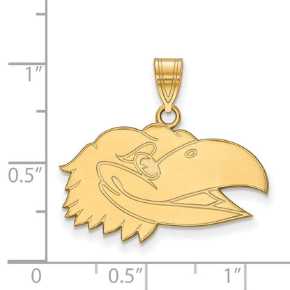 Vergoldet Sterlingsilber Logoart University Of Kansas Jayhawk Mittel Anhänger