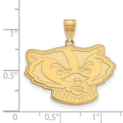 Vergoldet Sterlingsilber Logoart University Of Wisconsin Badger Groß Anhänger