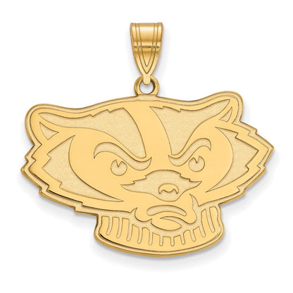 Vergoldet Sterlingsilber Logoart University Of Wisconsin Badger Groß Anhänger