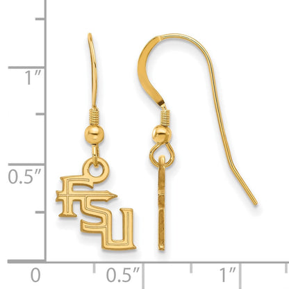 Vergoldet Sterlingsilber Logoart Florida State University F S U Extra Klein Hängend Draht Ohrringe