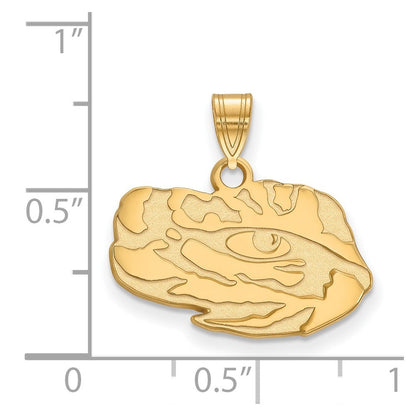 Vergoldet Sterlingsilber Logoart Louisiana State University Tiger Auge Klein Anhänger